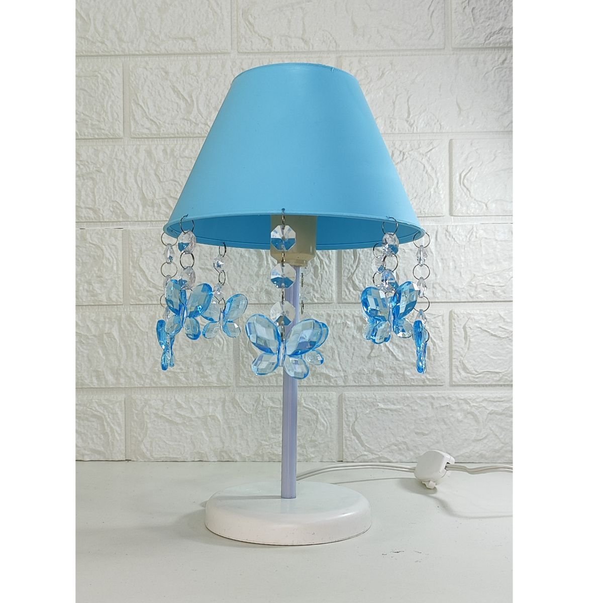 Abajur + Lustre Quarto Infantil Luminária de Teto Menino Bebê Decorar Borboletas Azul - 7