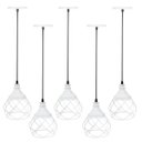 Ver imagem 1 de 5 Pendentes Aramado Esfera Balonê Branco Lustre Luminária Teto Regulável Sala Cozinha Industrial Agp