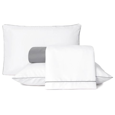 Jogo de Lençol Casal Padrão Linea Percal 200 Fios 4 Peças - Cinza