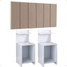 Kit Mesas Cabeceira Branco Prateleira Nicho Decorativo Painel Suspenso Cama Casal Bege Suede - Rpm - 1