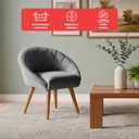 Ver imagem 4 de Poltrona Sala Decorativa Louis Veludo Cinza Pés Palito Castanho