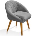 Ver imagem 1 de Poltrona Sala Decorativa Louis Veludo Cinza Pés Palito Castanho