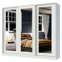 Ver imagem 2 de Guarda-Roupa Casal 100% MDF Madesa Eros 3 Portas de Correr de Espelho Branco Cor:Branco