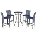 Ver imagem 1 de Mesa Bistro e 4 Banquetas Roma Preta Corda Náutica 10 Trama Original