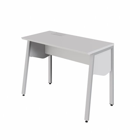 Plataforma de Trabalho Individual 120cm Industrial Tampo Chanfrado com Caixa de Tomadas Executive Cinza