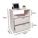 Ver imagem 2 de Mesa de Cabeceira Off-White 2 Gavetas e 1 Nicho Mesinha Para Quarto Lateral da Cama Estilo Cômoda