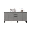 Ver imagem 3 de Kit 2 Balcões Modulados Gabinete Pia 120cm e Cooktop 80cm Mônaco com Tampo