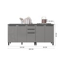 Ver imagem 4 de Kit 2 Balcões Modulados Gabinete Pia 120cm e Cooktop 80cm Mônaco com Tampo