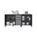 Ver imagem 2 de Kit 2 Balcões Modulados Gabinete Pia 120cm e Cooktop 80cm Mônaco com Tampo