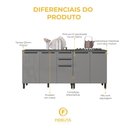 Ver imagem 5 de Kit 2 Balcões Modulados Gabinete Pia 120cm e Cooktop 80cm Mônaco com Tampo