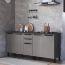 Ver imagem 1 de Kit 2 Balcões Modulados Gabinete Pia 120cm e Cooktop 80cm Mônaco com Tampo