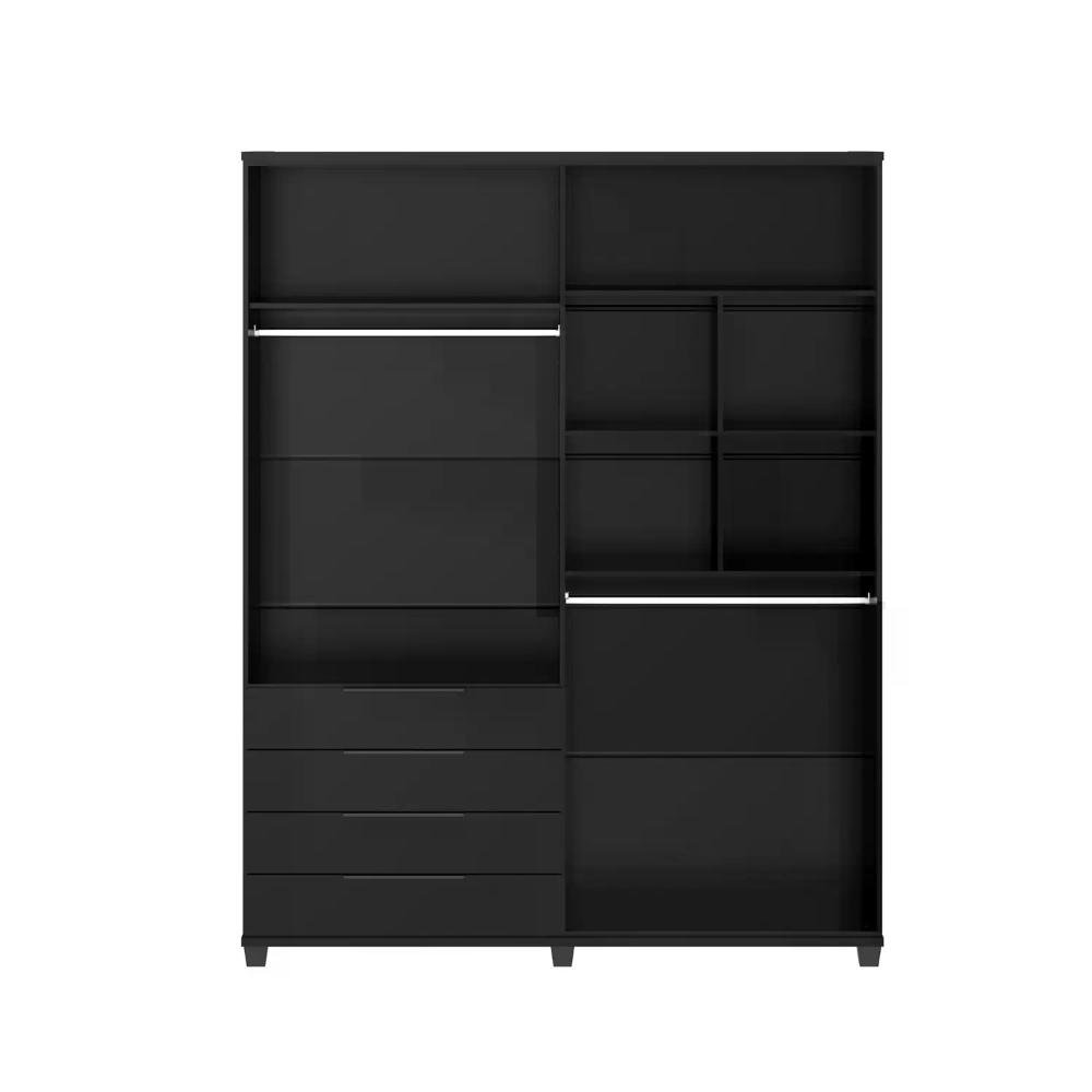 Guarda-roupa Casal 4 Portas 4 Gavetas 100% Mdf Allen 181 Cm - Preto Fosco - 5