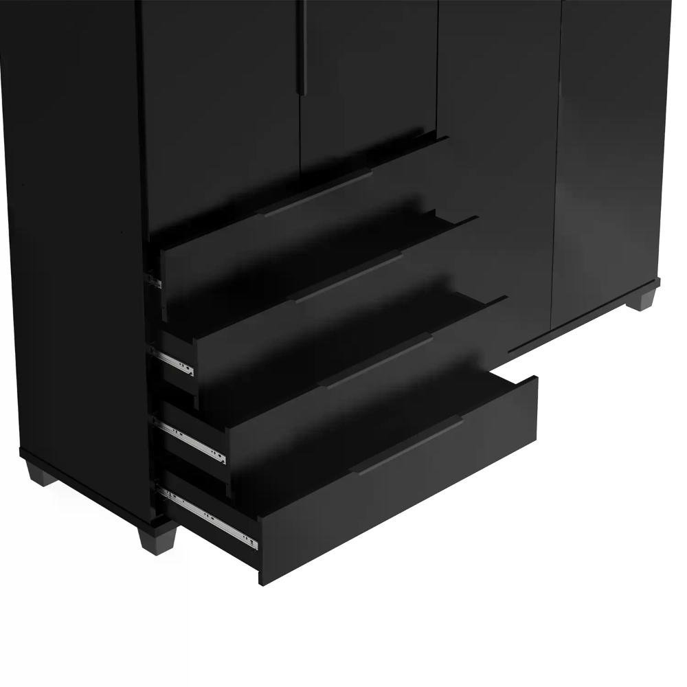 Guarda-roupa Casal 4 Portas 4 Gavetas 100% Mdf Allen 181 Cm - Preto Fosco - 7