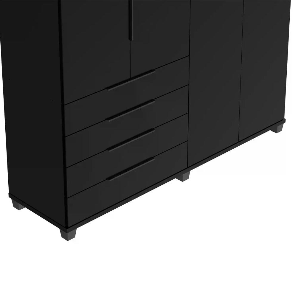 Guarda-roupa Casal 4 Portas 4 Gavetas 100% Mdf Allen 181 Cm - Preto Fosco - 8