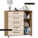 Ver imagem 2 de Cômoda Sapateira Barcelona 5 Gavetas Amêndoa Off White