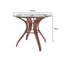Ver imagem 3 de Mesa Redonda para Ombrelone 1,00m Tampo de Vidro com Furo em Aço e Junco Capuccino Caiapó