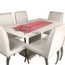 Ver imagem 5 de Jogo Americano de Algodão Mesa de Jantar Vermelho 7 Peças