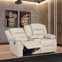 Ver imagem 3 de Sofá Reclinável Sala de Cinema 2 Lugares Massagem Aquecimento Hollywood Manual Porta Copos Baú Centr