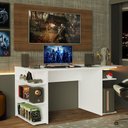 Ver imagem 1 de Mesa para Computador Gamer Madesa 9409 e Painel para TV até 50 Polegadas Branco/Rustic Cor:Branco/Ru