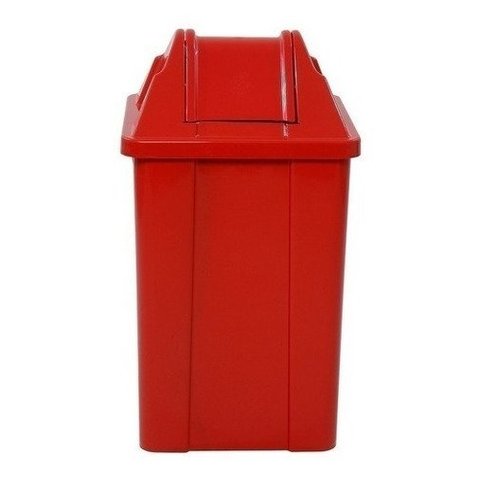 Cesto Quadrado Com Tampa Vai E Vem 60 Litros:Vermelho