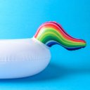 Ver imagem 5 de Boia Unicórnio Branco Transparente 90cm Inflável Grande Pop