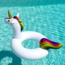 Ver imagem 6 de Boia Unicórnio Branco Transparente 90cm Inflável Grande Pop