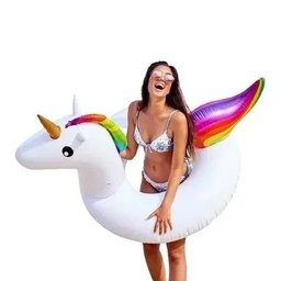 Boia Unicórnio Branco Transparente 90cm Inflável Grande Pop - 3