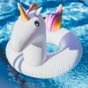 Ver imagem 7 de Boia Unicórnio Branco Transparente 90cm Inflável Grande Pop