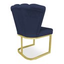 Ver imagem 5 de Kit 02 Poltronas Flor Veludo Azul Marinho Base Metálica Industrial Dourado - Pallazio