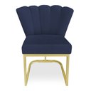 Ver imagem 4 de Kit 02 Poltronas Flor Veludo Azul Marinho Base Metálica Industrial Dourado - Pallazio