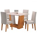 Ver imagem 2 de Mesa de Jantar 4 Lugares Grazi Mel/blonde/veludo Marfim - Pnr Móveis