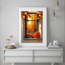 Ver imagem 1 de Quadro Janela Paisagem Outono - 60x48cm:madeira Branca