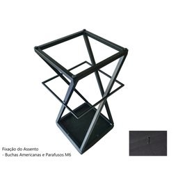 Banco Medio Industrial Cozinha Bar Balcão Bistro Zenite sem Encosto Preto Metalon Preto 65cm - 2