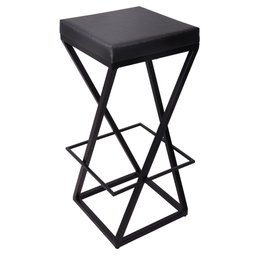 Banco Medio Industrial Cozinha Bar Balcão Bistro Zenite sem Encosto Preto Metalon Preto 65cm - 1
