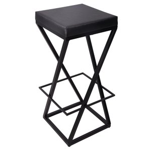 Banco Medio Industrial Cozinha Bar Balcão Bistro Zenite sem Encosto Preto Metalon Preto 65cm