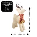 Ver imagem 4 de Rena Decorativa Natalina em Pé Pelúcia Creme com Cachecol Xadrez Vermelho e Marrom 24x12cm