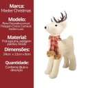 Ver imagem 6 de Rena Decorativa Natalina em Pé Pelúcia Creme com Cachecol Xadrez Vermelho e Marrom 24x12cm