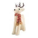 Ver imagem 5 de Rena Decorativa Natalina em Pé Pelúcia Creme com Cachecol Xadrez Vermelho e Marrom 24x12cm