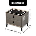 Ver imagem 3 de Kit 2 Mesas de Cabeceira Inteligente Cinza LED com Indução