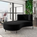 Ver imagem 1 de Sofá Chaise Lado Esquerdo Downey Sala de Estar Veludo Preto G15 - Gran Belo