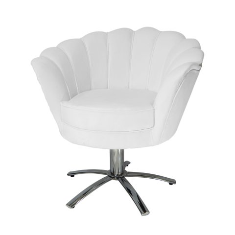 Poltrona Decorativa Pétala Pés Metal Giratório Suede Branco - DS Estofados