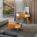 Ver imagem 1 de Conjunto Sala de Estar Aparador Estoril e Mesa de Centro Indianápolis Cinamomo Off White Madetec
