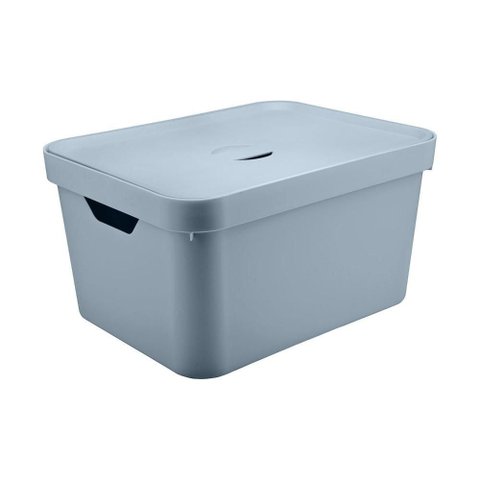 Caixa Organizadora ou 32L com Tampa Linha Cube - Azul Glacial