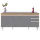 Ver imagem 7 de Balcão Gabinete Com Pia 180cm Dallas Castanho/Cinza - Lumil Lumil Móveis
