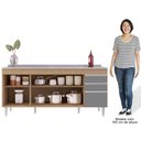 Ver imagem 5 de Balcão Gabinete Com Pia 180cm Dallas Castanho/Cinza - Lumil Lumil Móveis