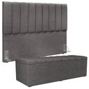 Ver imagem 3 de Kit Cabeceira Cama Box Casal King 195cm com Calçadeira Baú Dália W01 Linho Cinza Escuro - Lyam Lyam