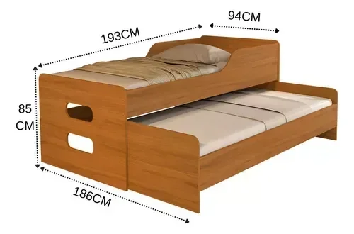 Bicama Solteiro Reforçada Elis com 2 Colchões D33:nature - 7