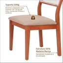 Ver mais imagens de Kit 6 Cadeiras Madeira Maciça com Estofado e Fibra Natural Rattan Maya Yescasa Marrom/Champagne/Bege