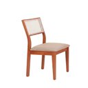 Ver imagem 2 de Kit 6 Cadeiras Madeira Maciça com Estofado e Fibra Natural Rattan Maya Yescasa Marrom/Champagne/Bege