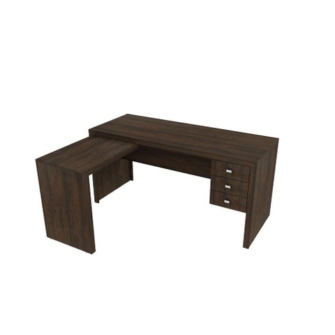 Mesa de Escritório em L 3 Gavetas ME4106 Tecno Mobili - Rústico